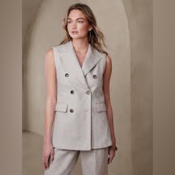 Banana Republic Palma Linen Vest size 12 - Picture 2 of 4